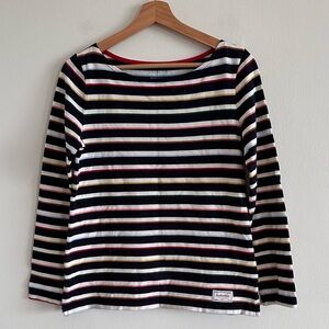 Authentic Talbots tee - boatneck multi color breton stripe nautical t-shirt